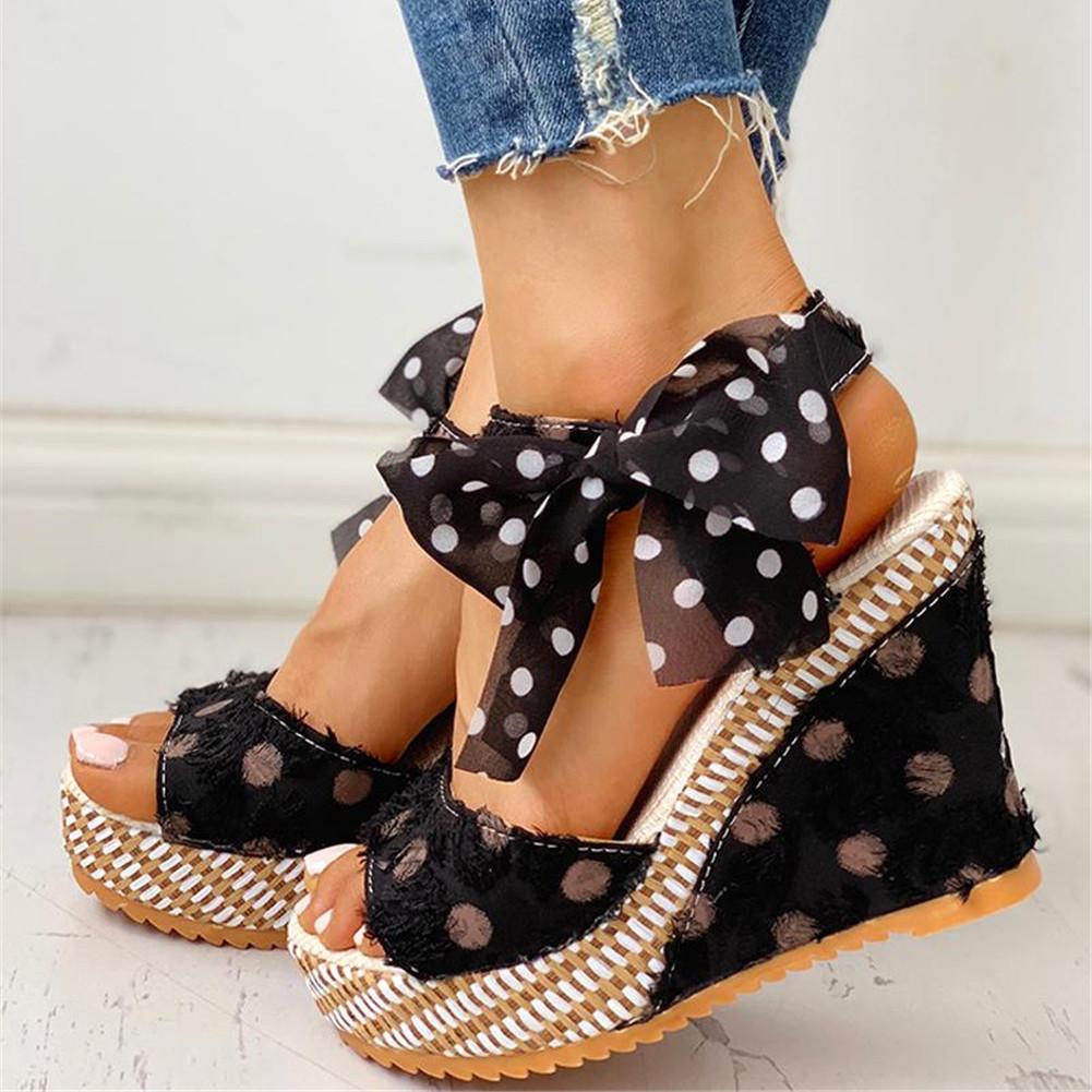 Sweet Polka Dot Leisure Wedges Sandals