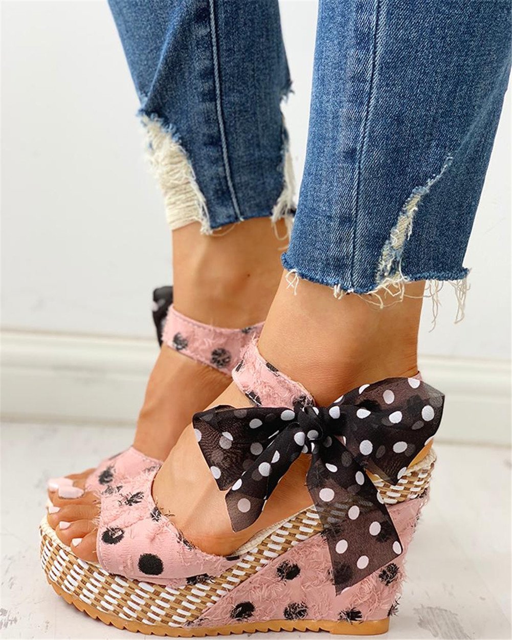 Sweet Polka Dot Leisure Wedges Sandals
