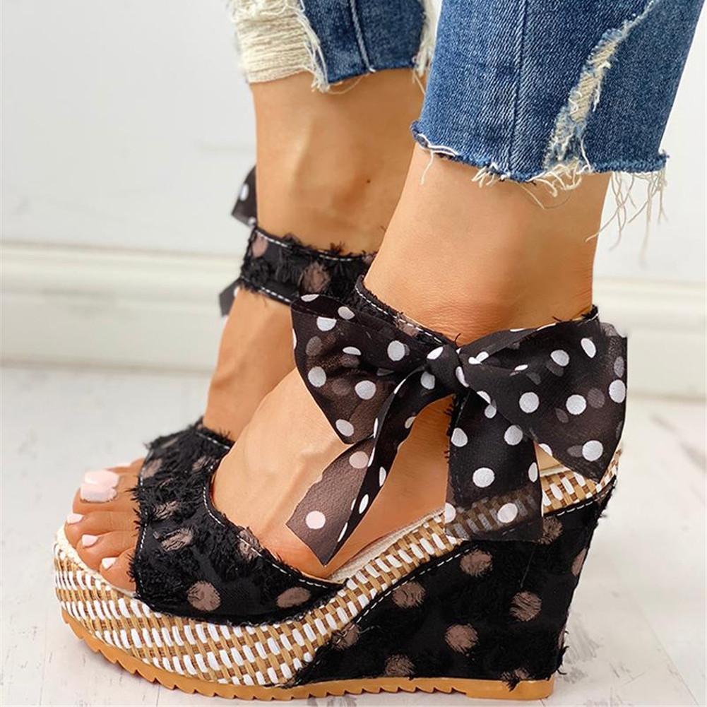 Sweet Polka Dot Leisure Wedges Sandals