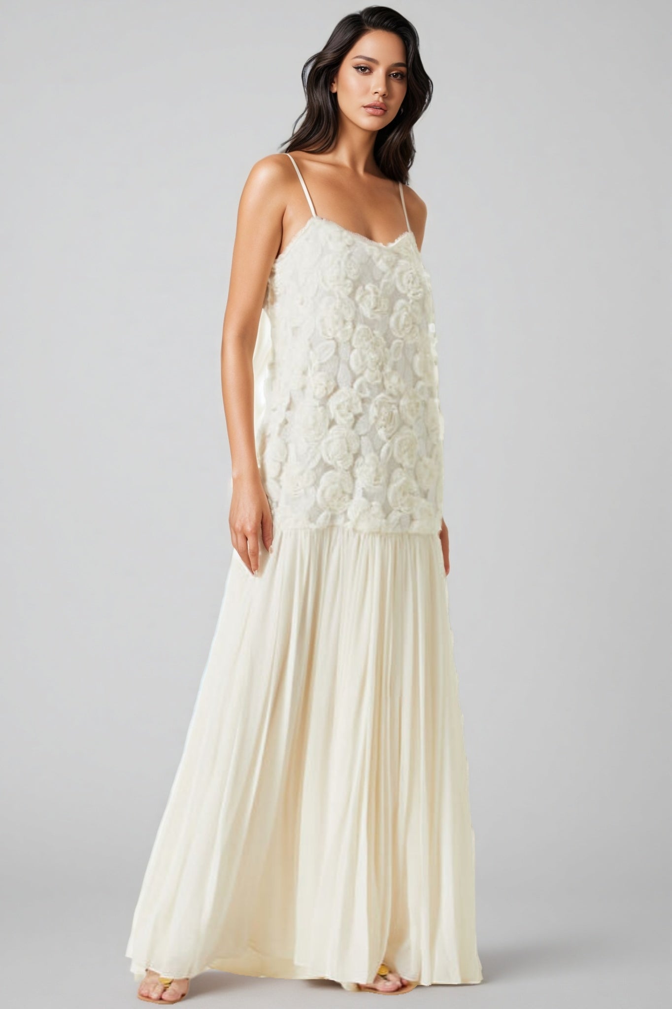 Pietro Three-Dimensional Rose Chiffon Maxi Dress - View 2