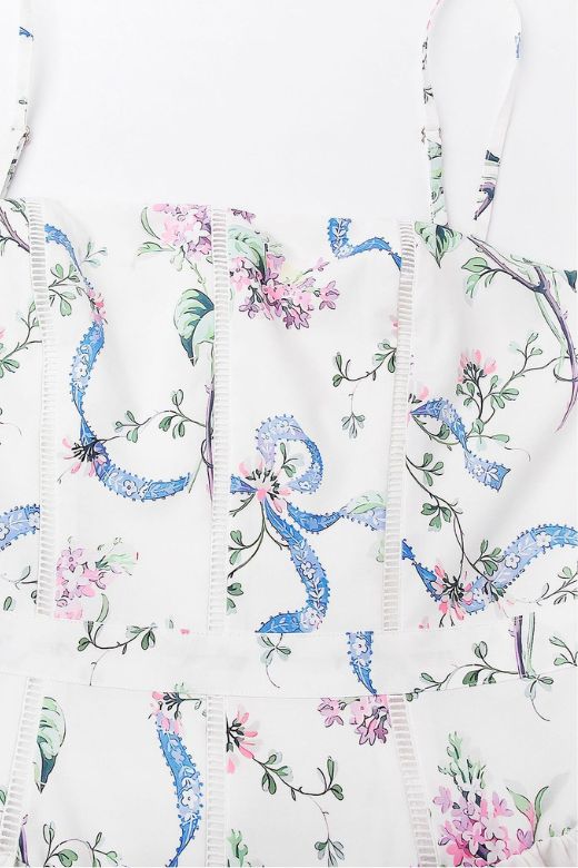Floral Corset Straight Neck Spaghetti Strap Maxi Dress 15