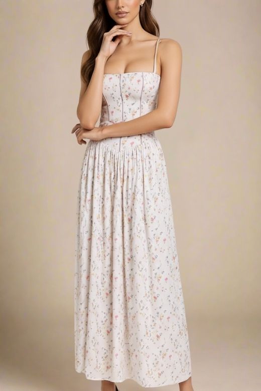 Tasmin Midi Dress - White Print