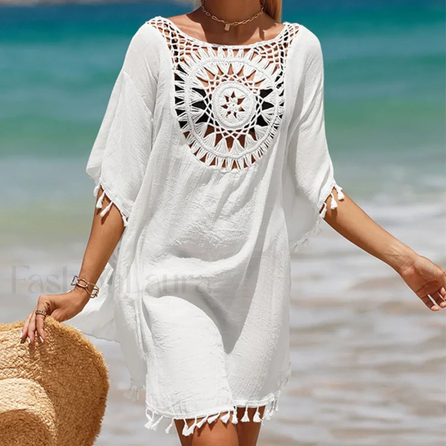 Tassel Crochet Holiday Short Cover Up