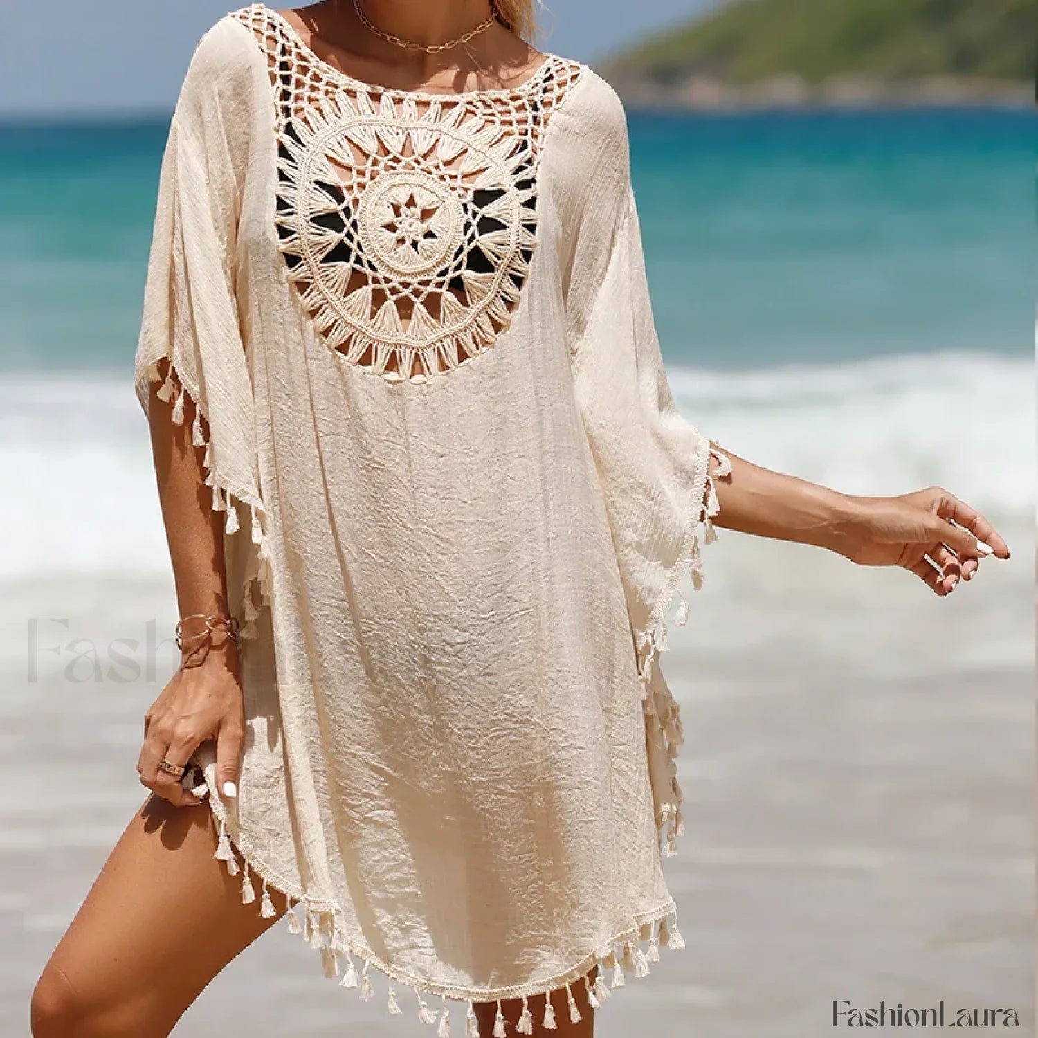 Tassel Crochet Holiday Short Cover Up