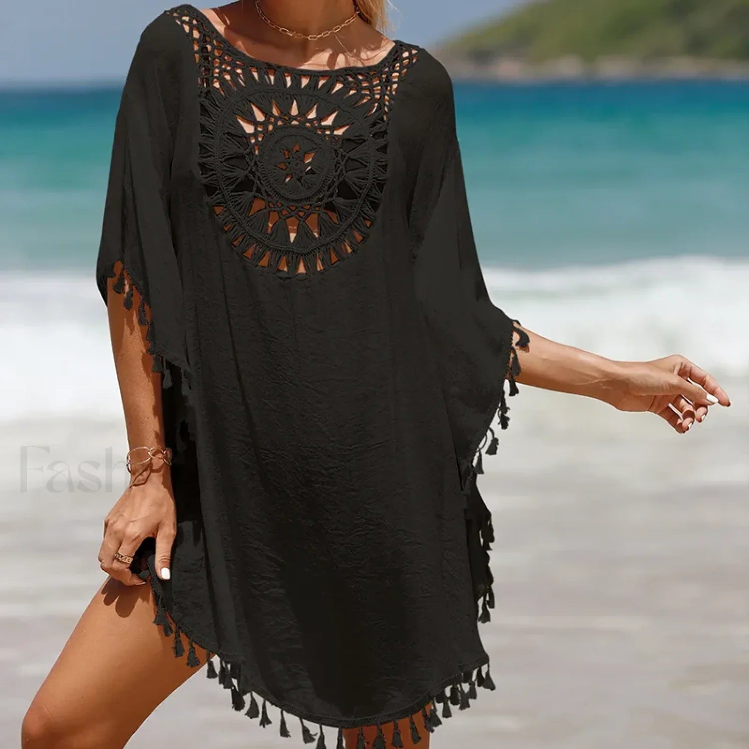 Tassel Crochet Holiday Short Cover Up
