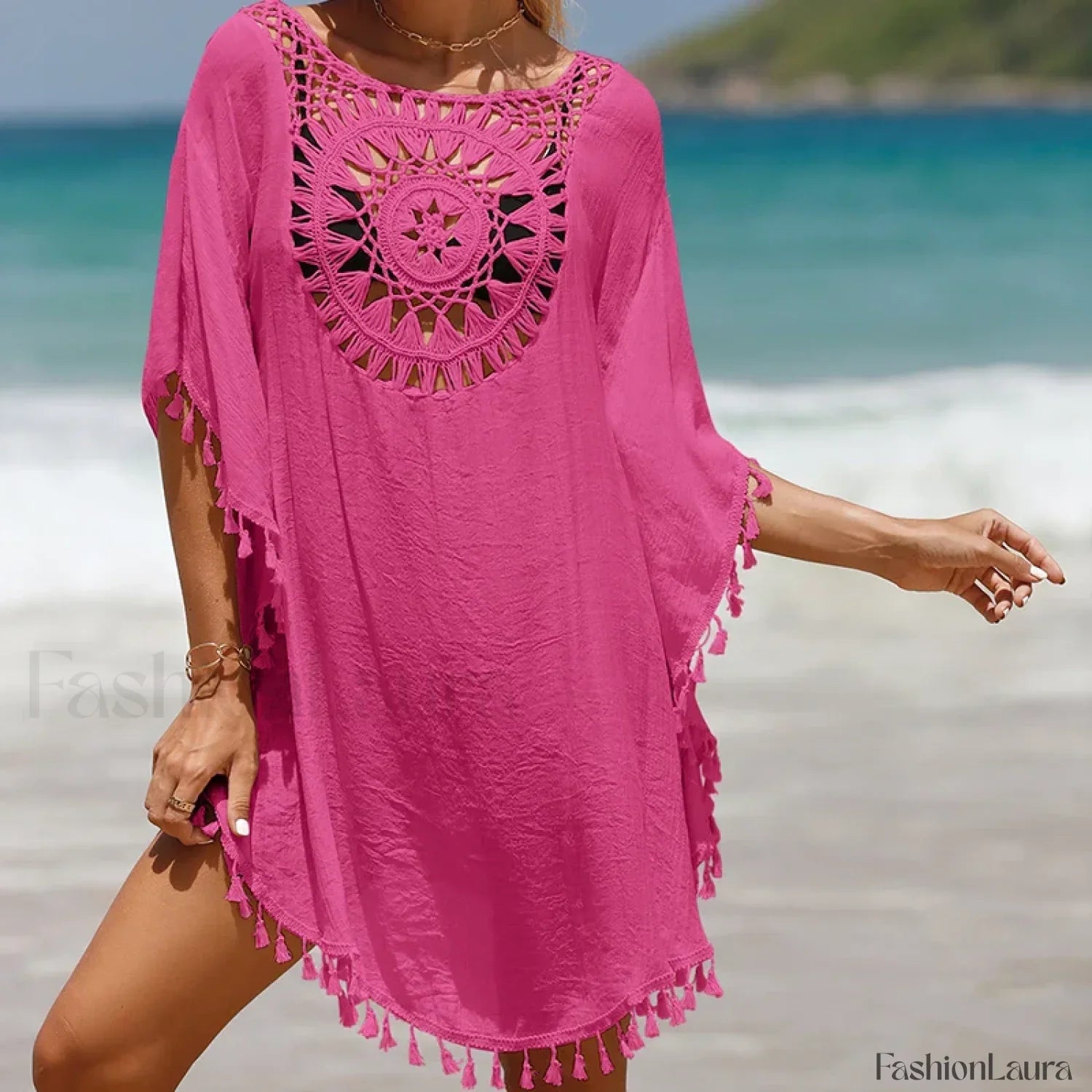 Tassel Crochet Holiday Short Cover Up