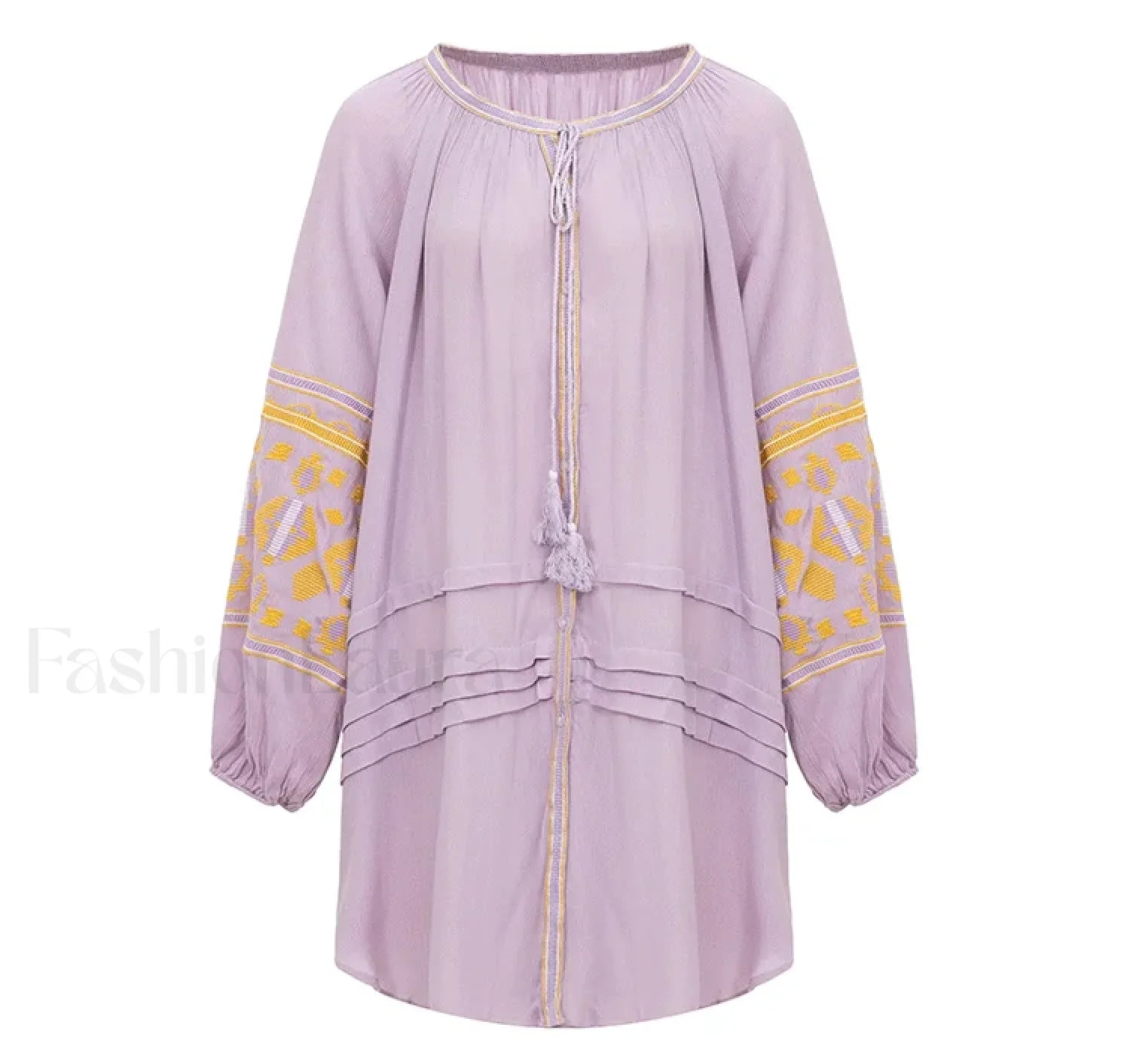 Tassel Lantern-Sleeve Boho Dress