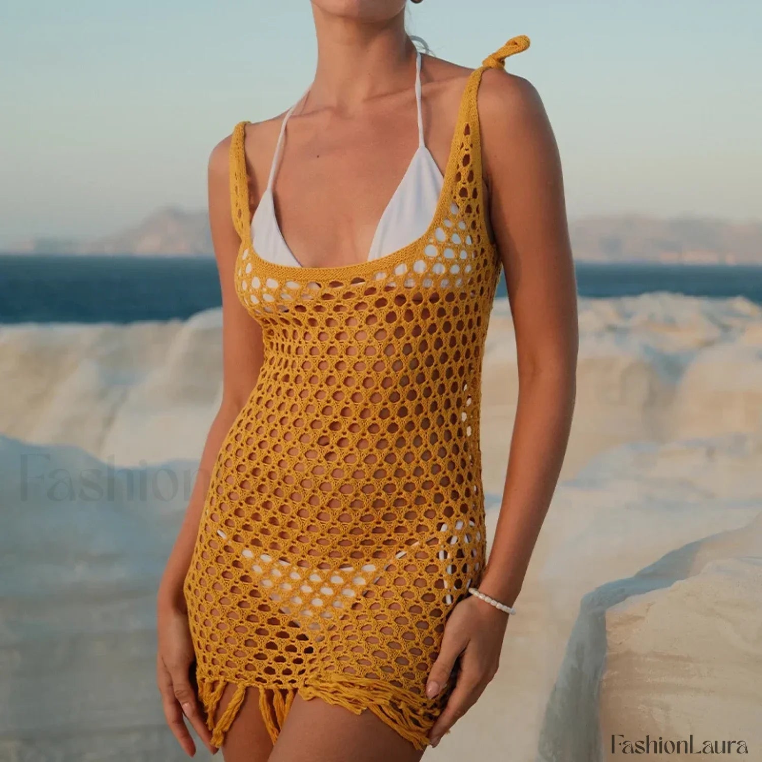 Tassel Slit Knit Dress Cover Up