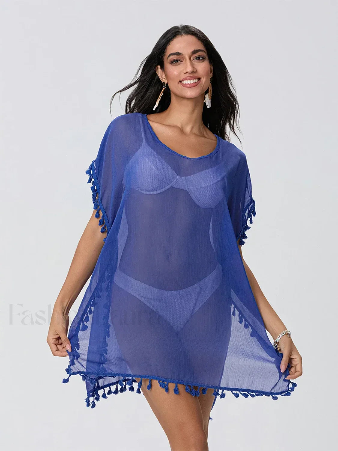 Tassel Trim See Through Cover Up