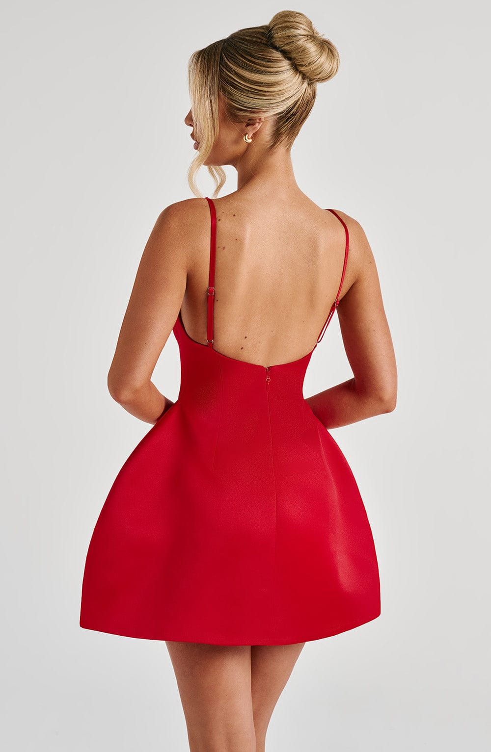 Satin Boat Neck Sleeveless Bubble Hem Mini Dress 6