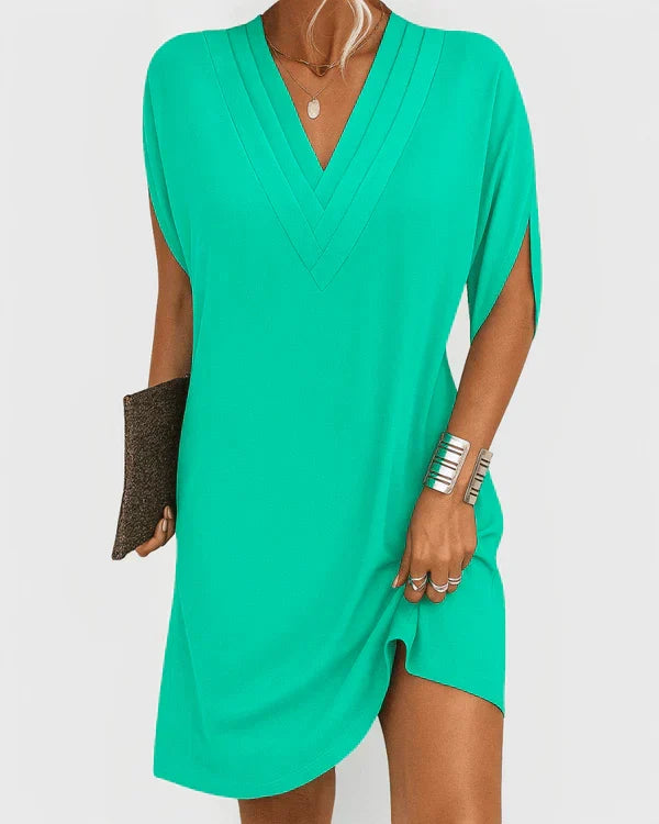 V-Neck Batwing Sleeve Shift Mini Dress Summer 8