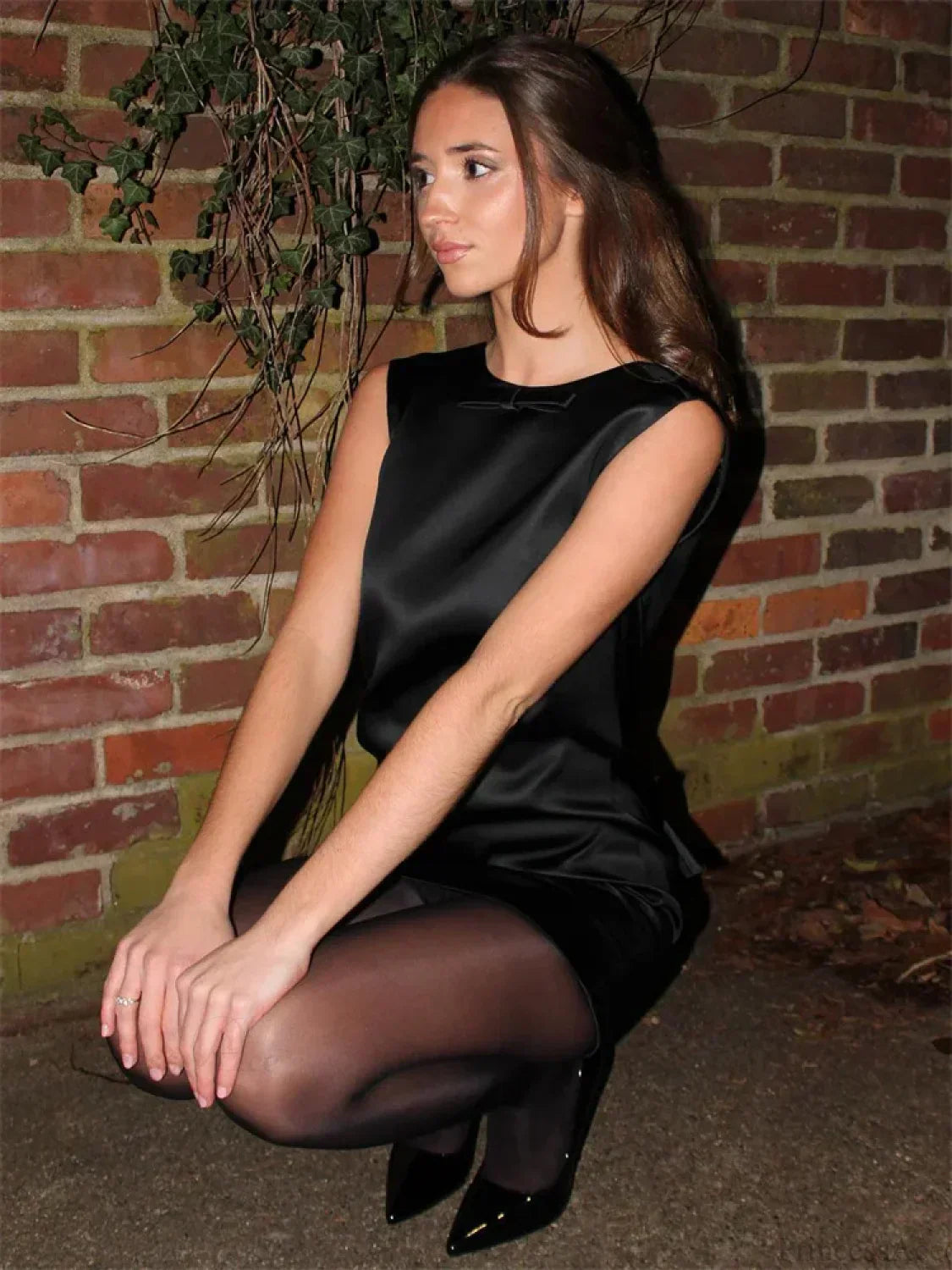 Tee Bow Satin Mini Dress - View 7