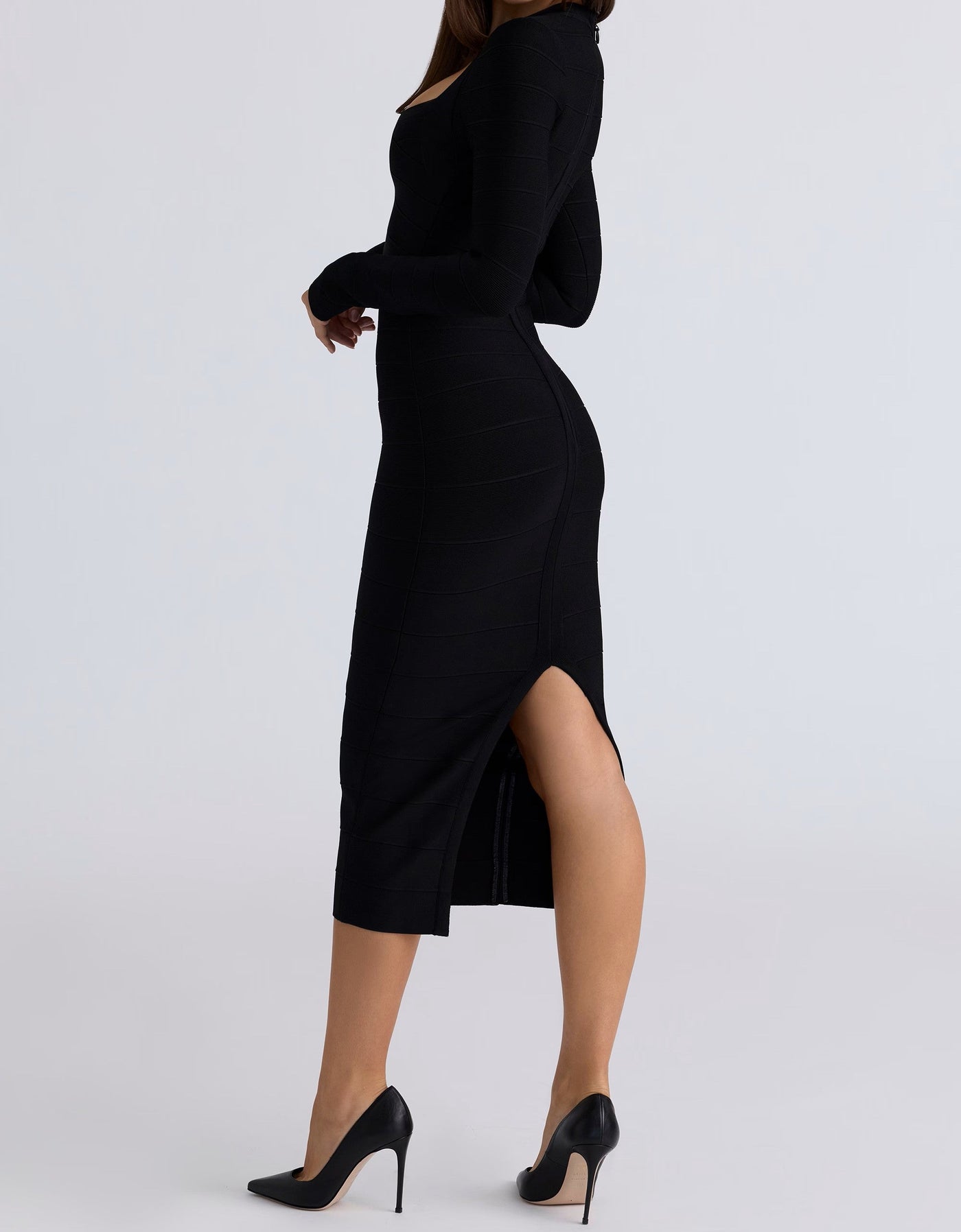 Long Sleeve Bandage Midi Dress - View 3