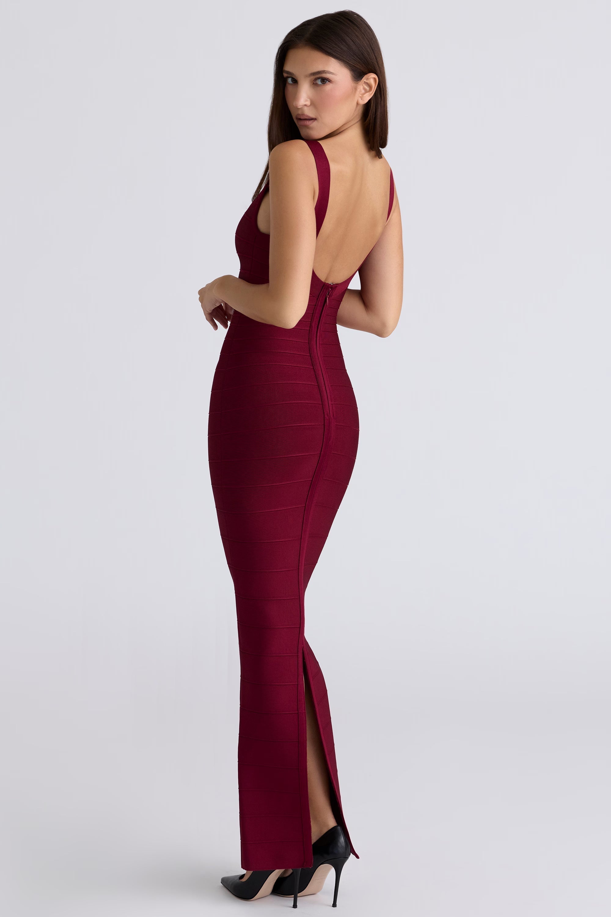 Sleeveless Scoop Neck Bandage Mermaid Bodycon Maxi Gown
