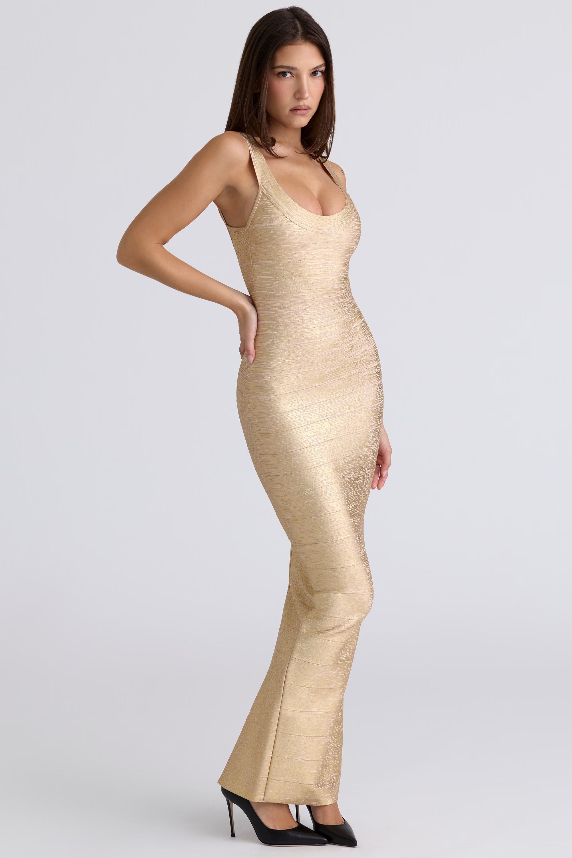 Sleeveless Scoop Neck Bandage Mermaid Bodycon Maxi Gown
