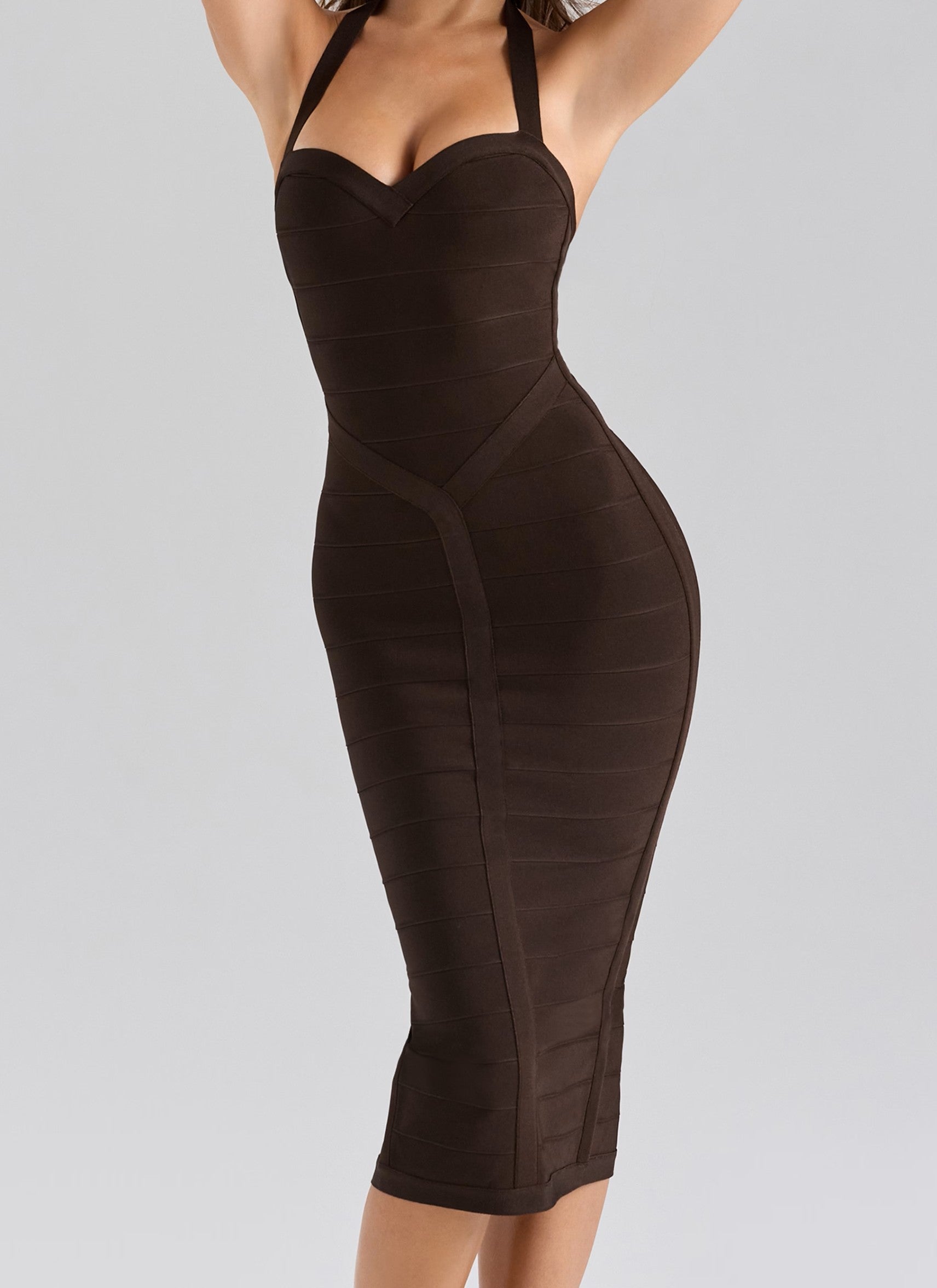 Halter Sweetheart Bandage Bodycon Midi Dress