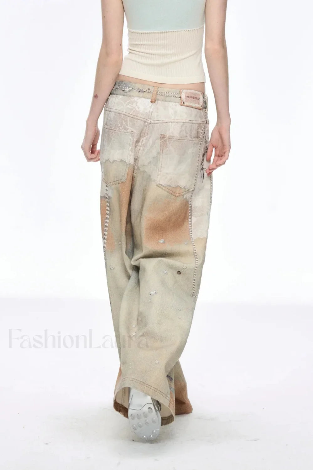 Tie Dye Baggy Wide Leg Denim Jeans