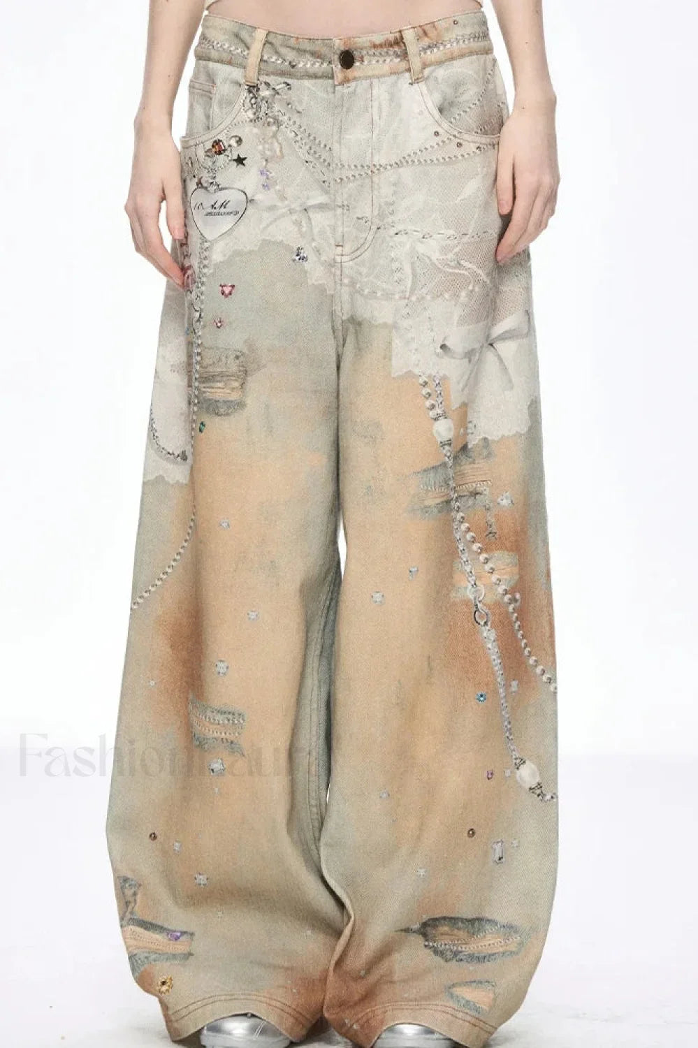 Tie Dye Baggy Wide Leg Denim Jeans