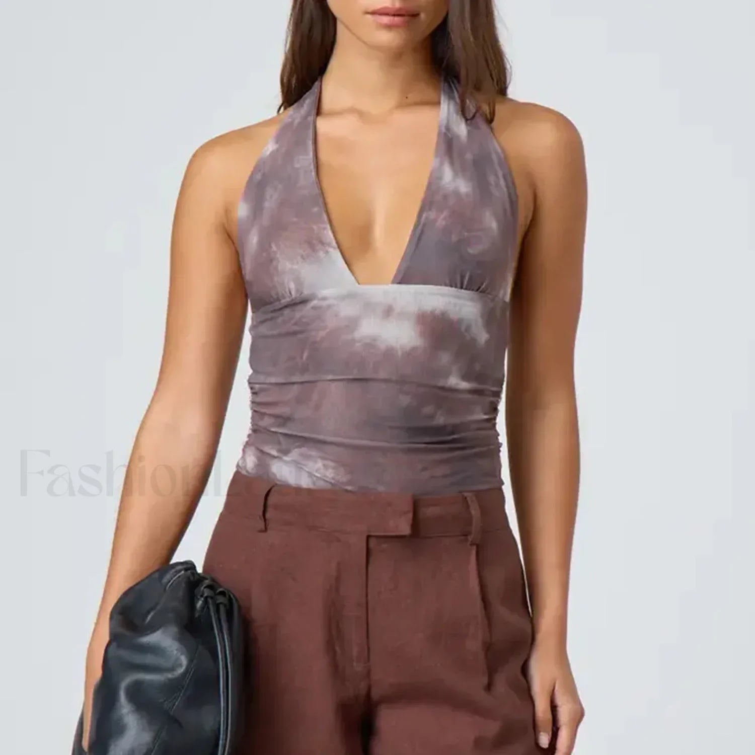 Tie-Dye Halter Backless Crop Top