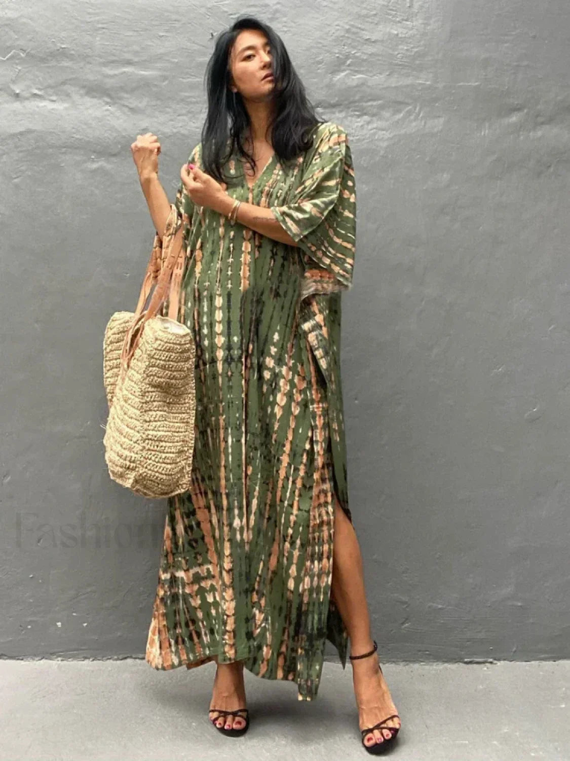 Tie-Dye Printed Kaftan Cover Up