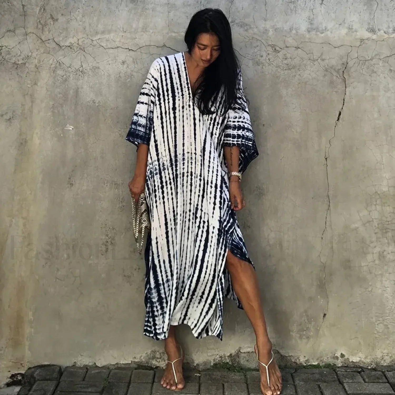 Tie-Dye Printed Kaftan Cover Up