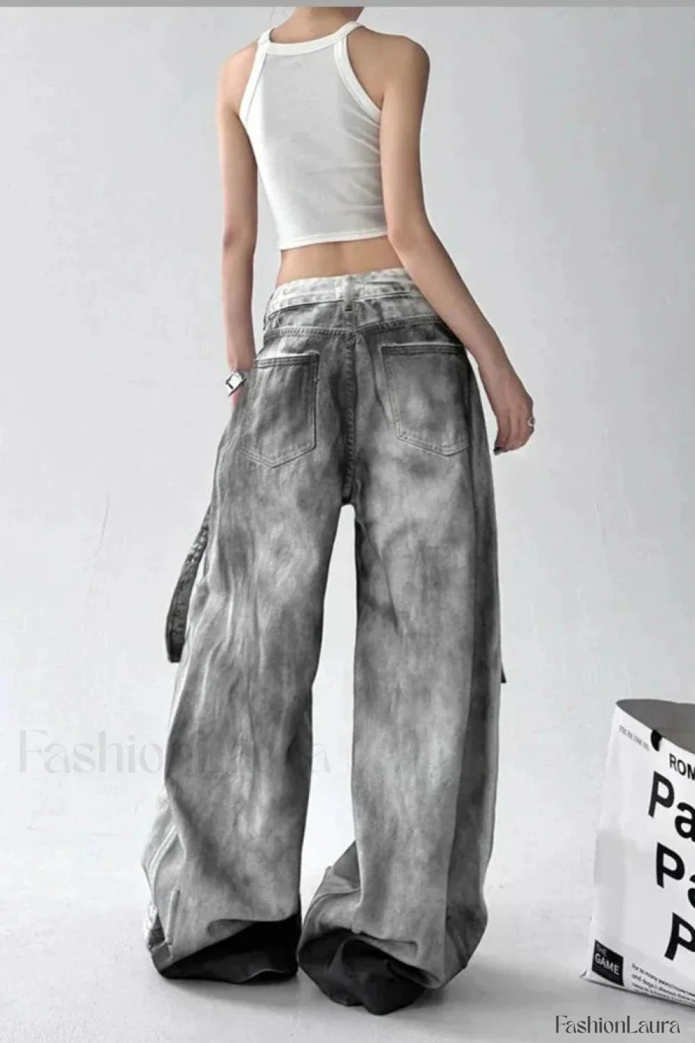Tie Dye Ripped Wide Leg Jeans