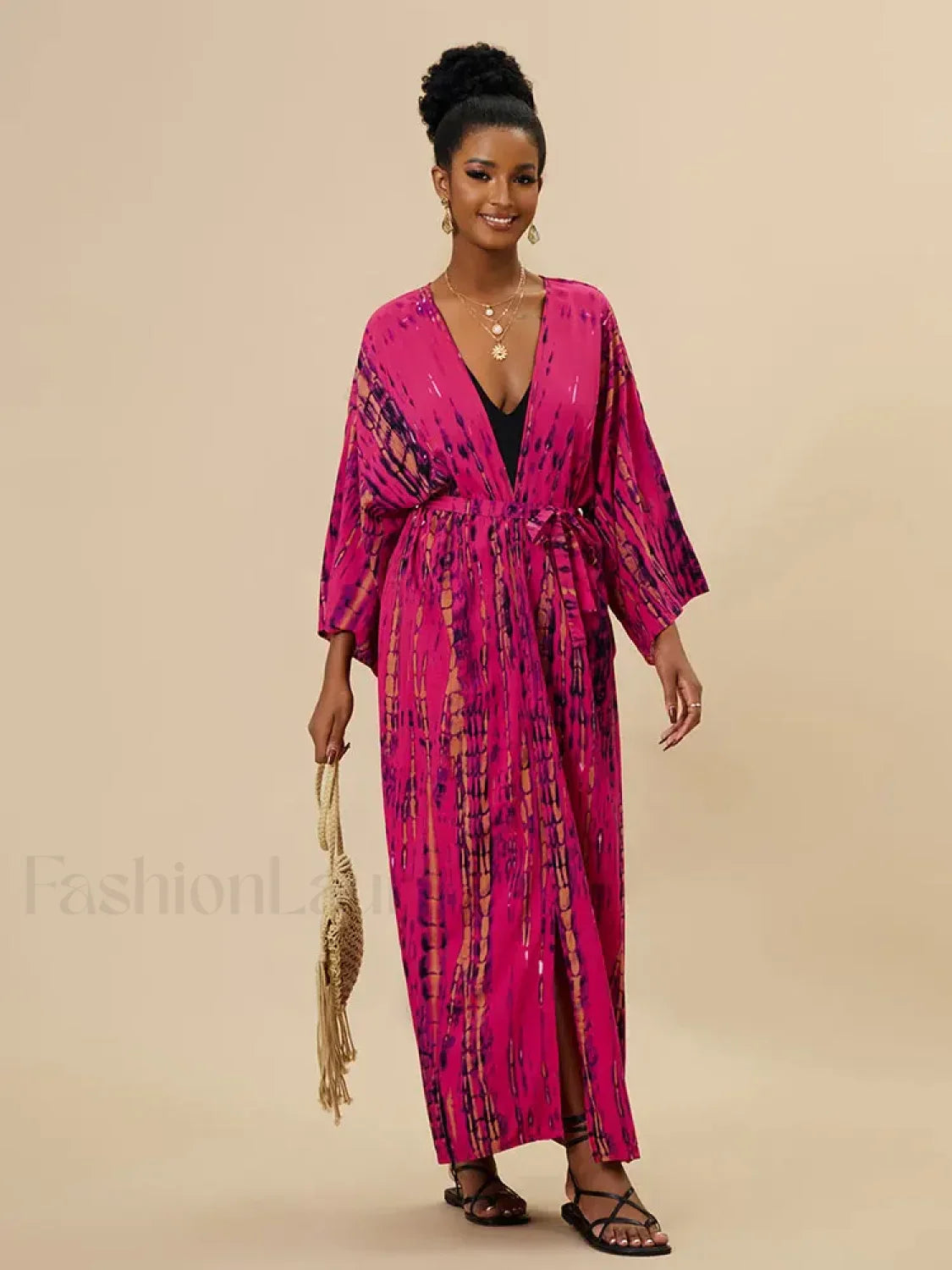 Tie dye Striped Tunic Cover Up