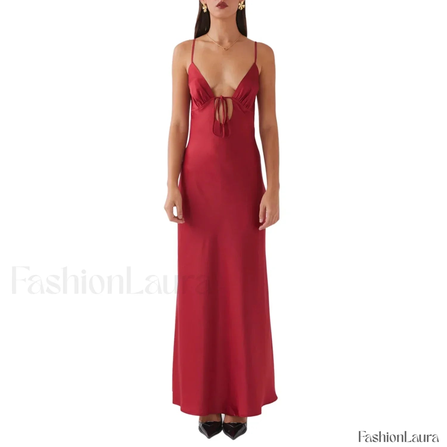 Tie Front Backless Cami Maxi Dress