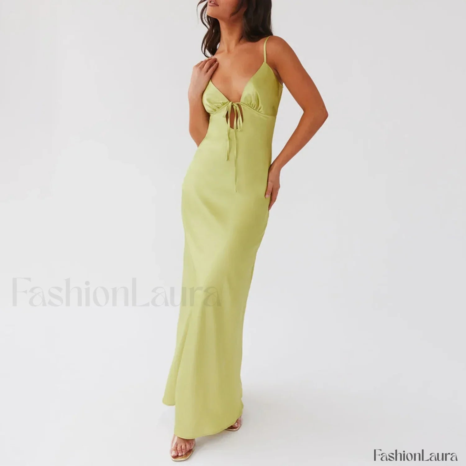 Tie Front Backless Cami Maxi Dress