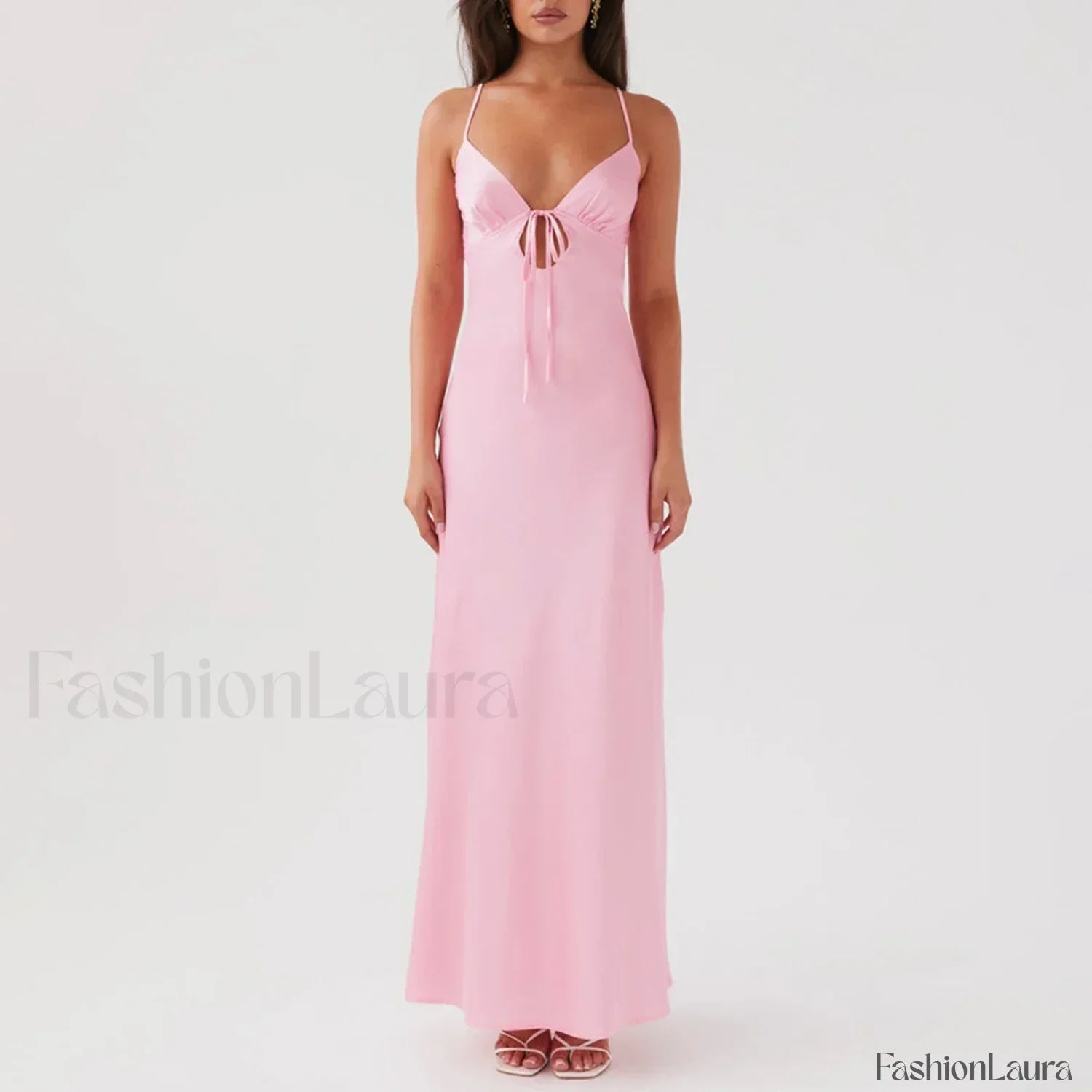 Tie Front Backless Cami Maxi Dress
