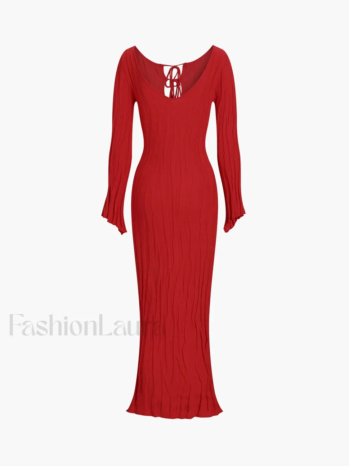 Tie-Front Backless Lace Trendy Up Sweater Long Dress