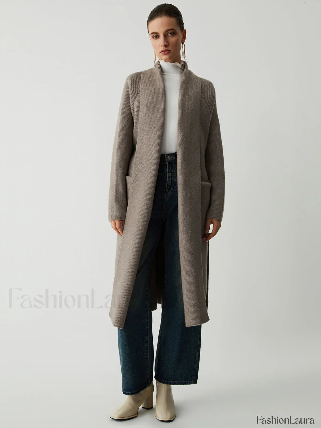 Tie Front Graceful Longline Kimono Coat