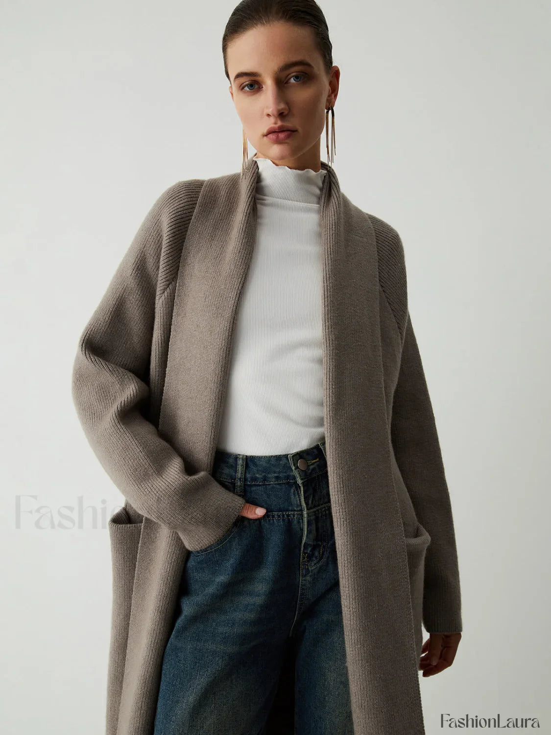 Tie Front Graceful Longline Kimono Coat