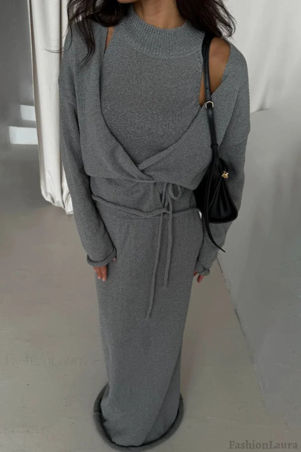 Tie Front Knit Set Sweater Dress