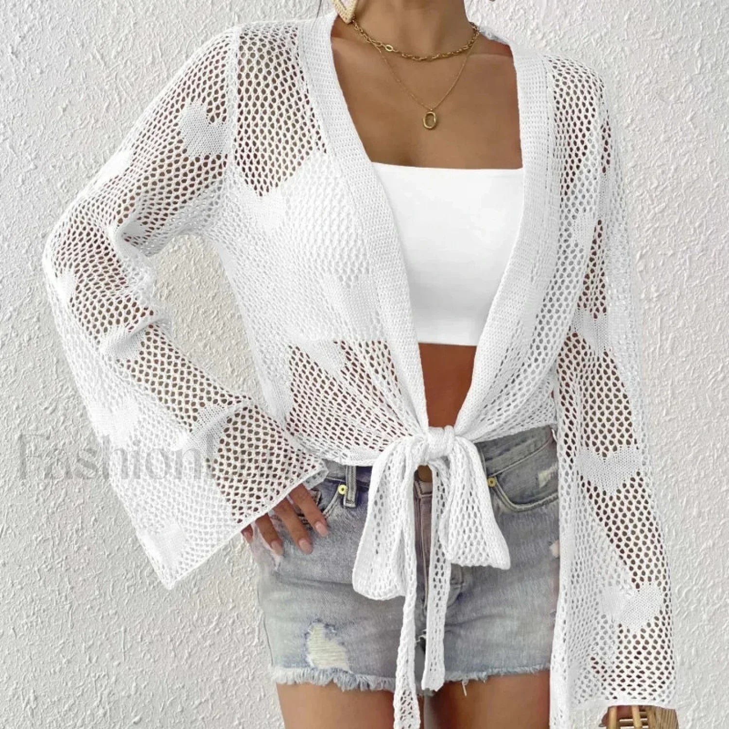 Tie-Up Loose Knit Beach Cover Up