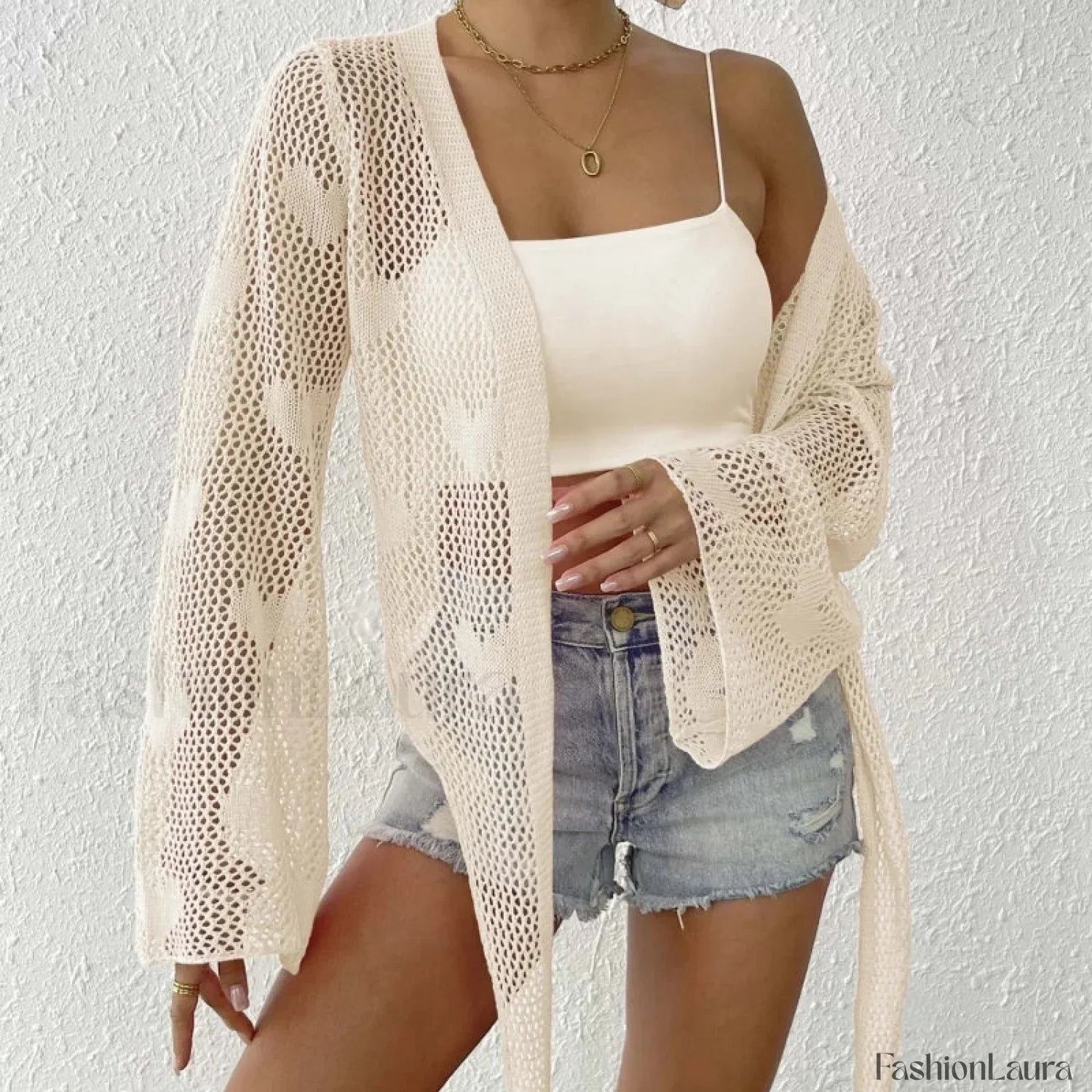 Tie-Up Loose Knit Beach Cover Up