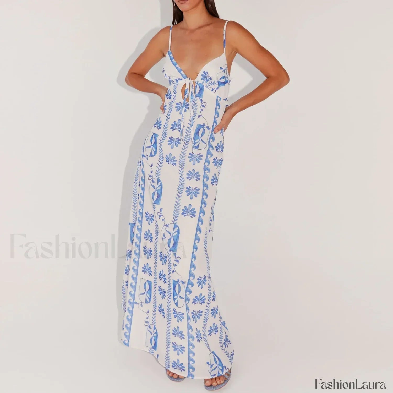 Tie-up Spaghetti Cutout Maxi Dress