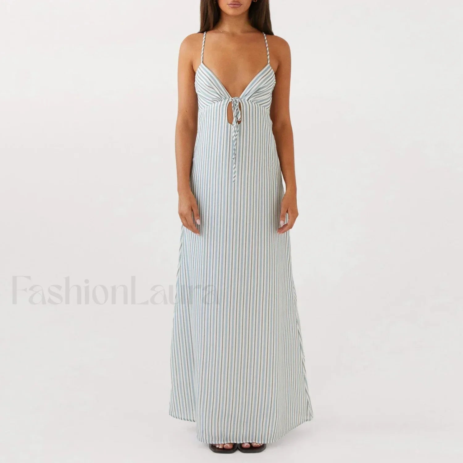 Tie up Spaghetti Cutout Maxi Dress Green / S