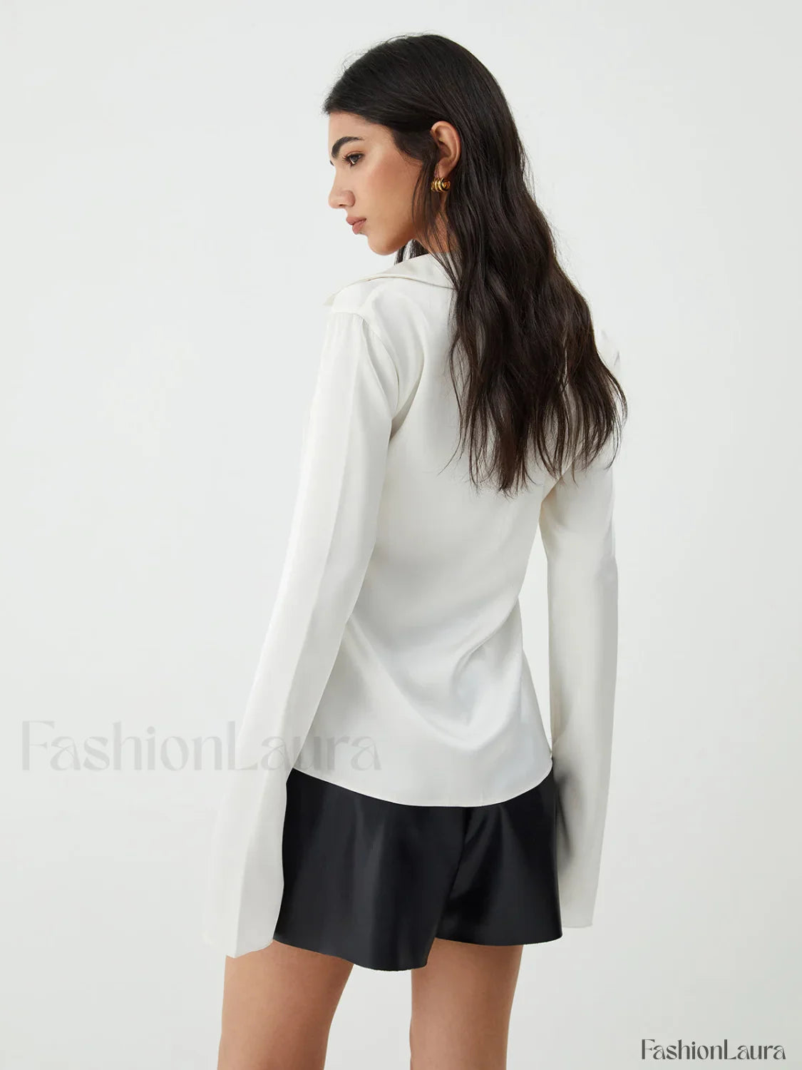 Tie Up V-Neck Trendy Long Sleeve Blouse