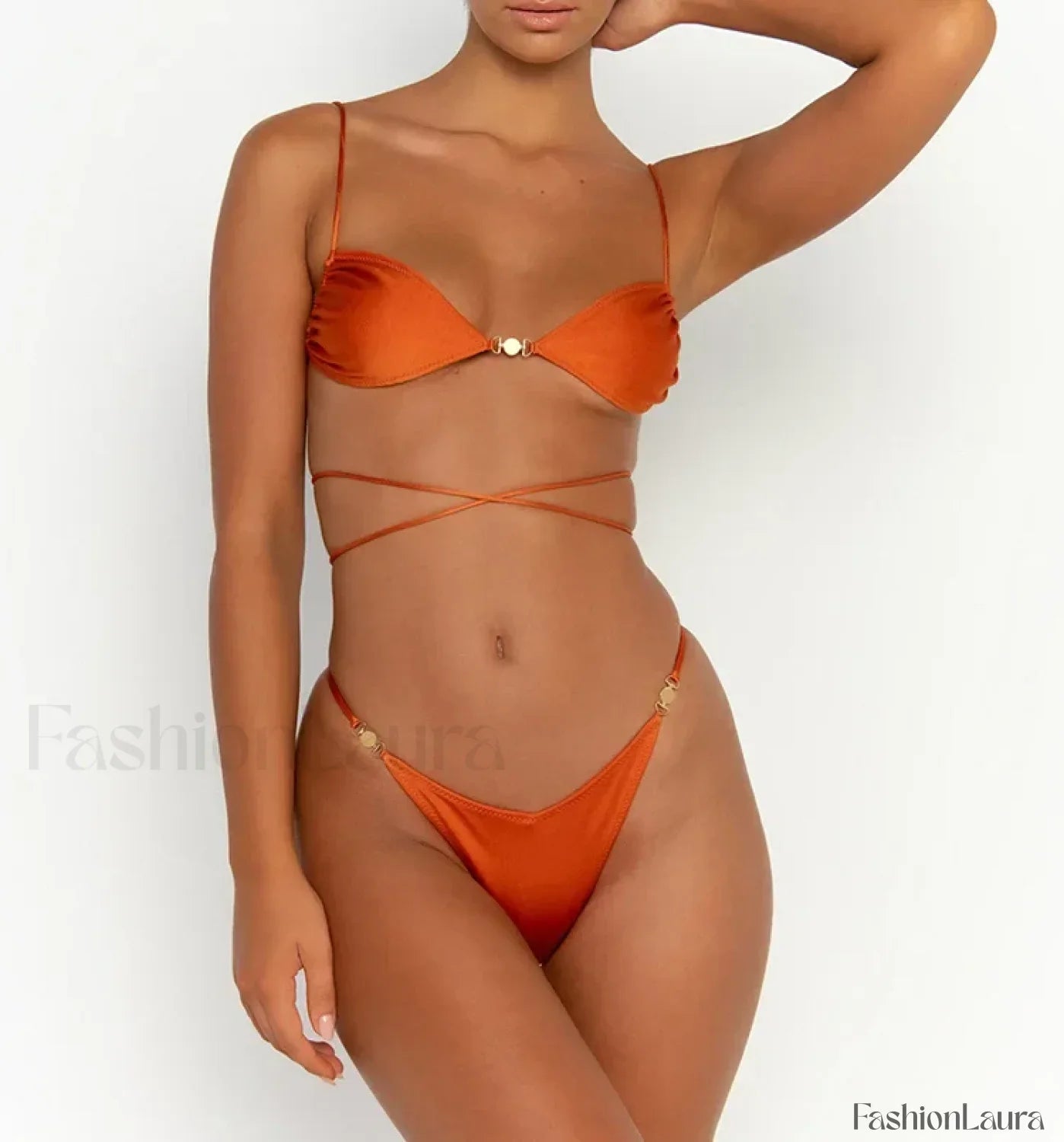 Tied Solid Halter Bikini Set
