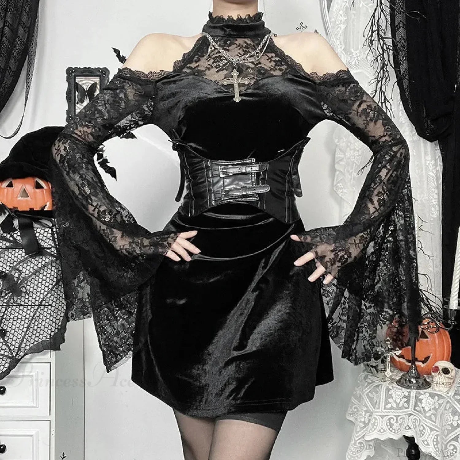 Transparent Lace Slender Mini Dress - View 2