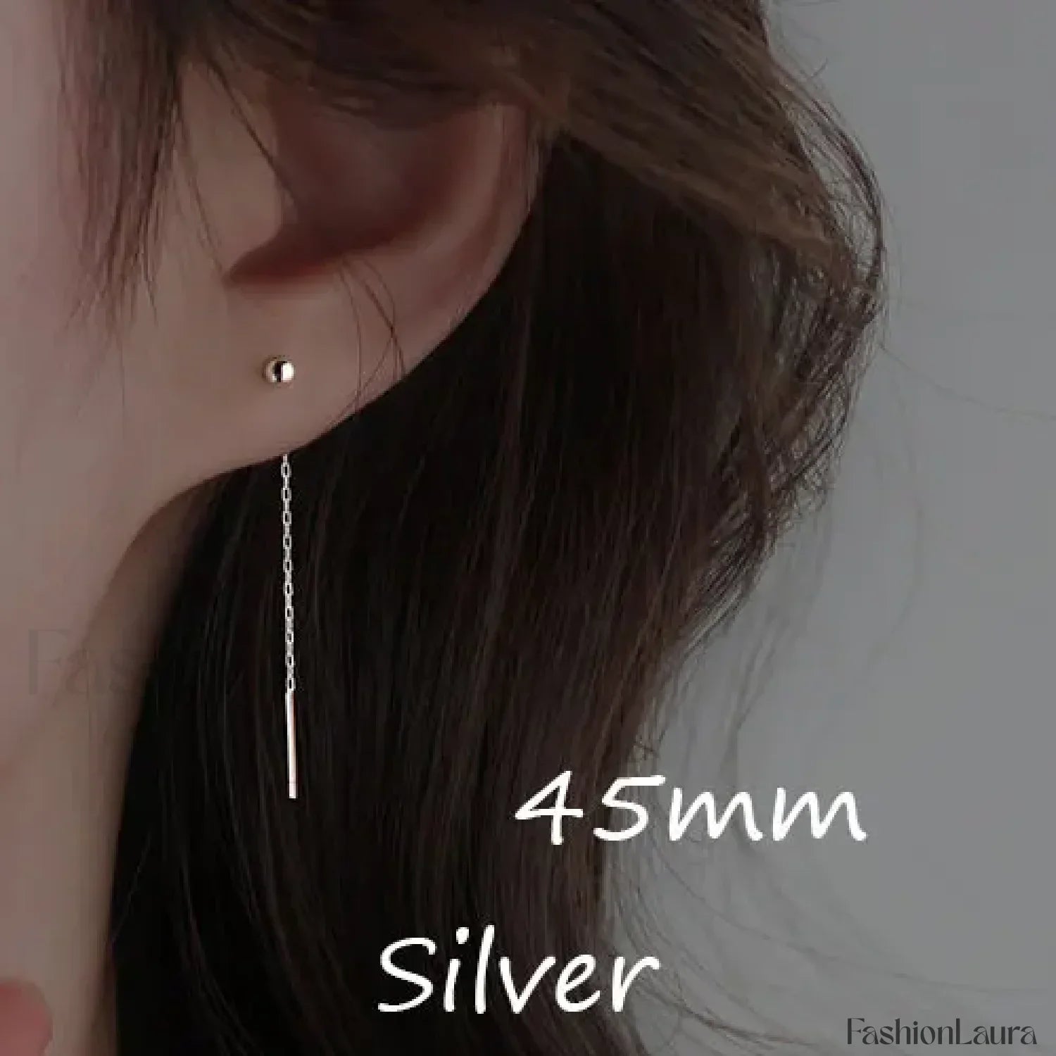 Trend Stainless Steel Long Wire Tassel Thread Chain Ball Pendants Drop Ear Line Straight Hanging Earring