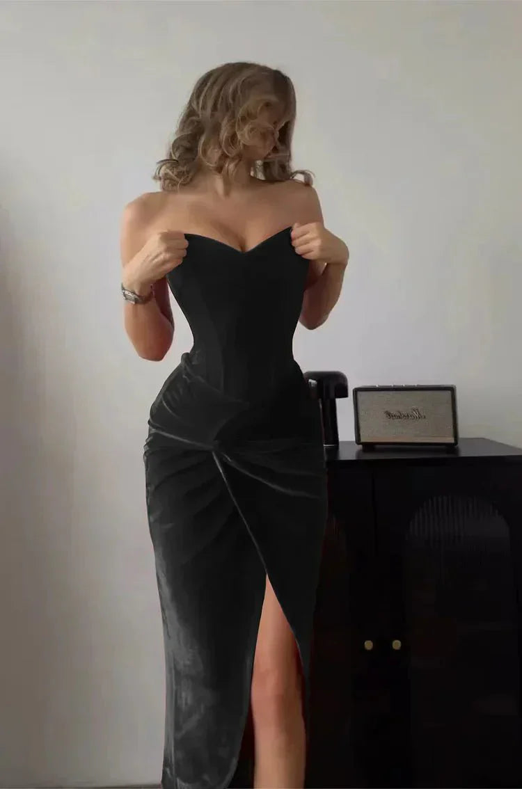 Verónica Sexy Strapless Slit Dress for Women Wardrobe Essential