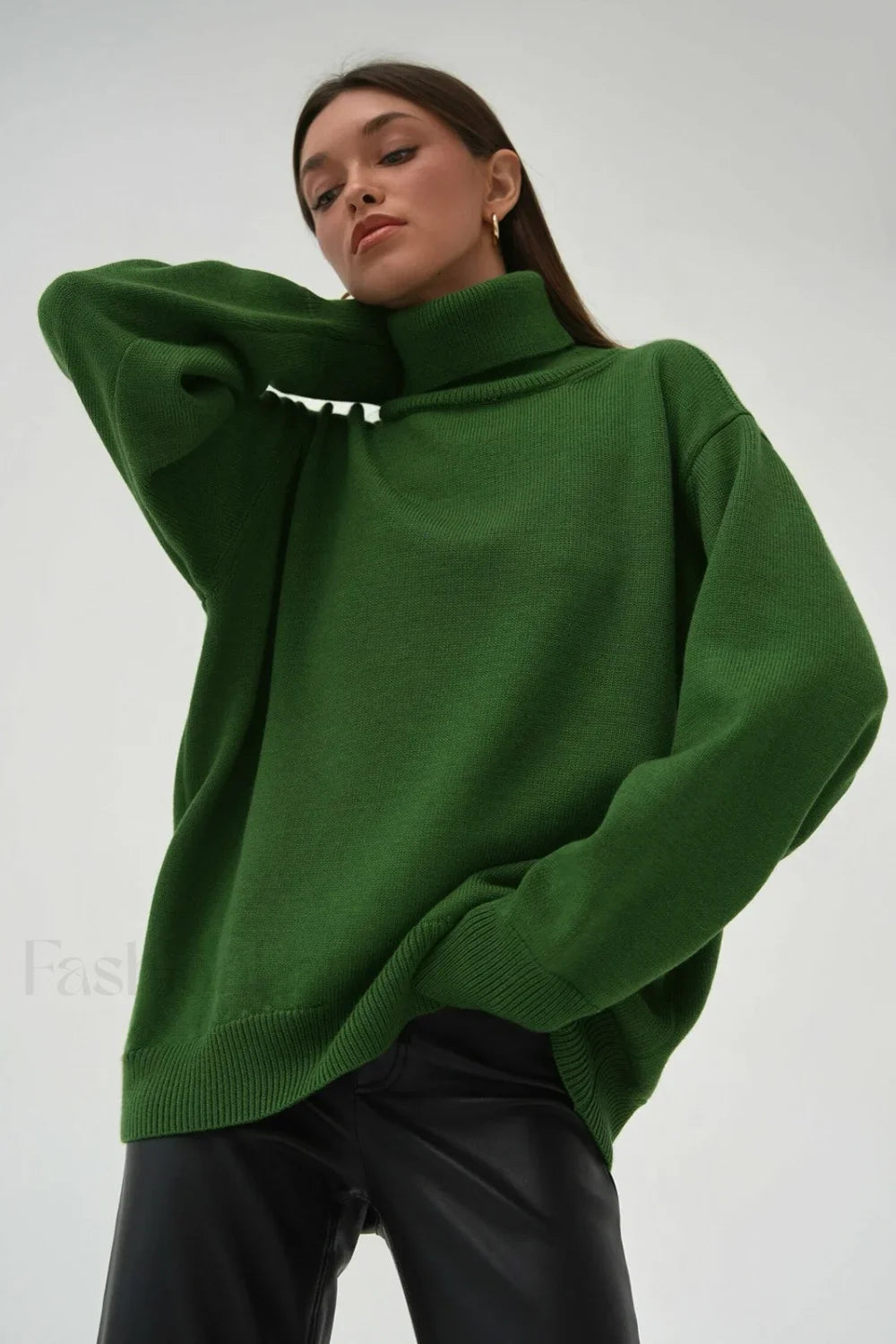 Turtleneck Loose Knit Pullover Sweater