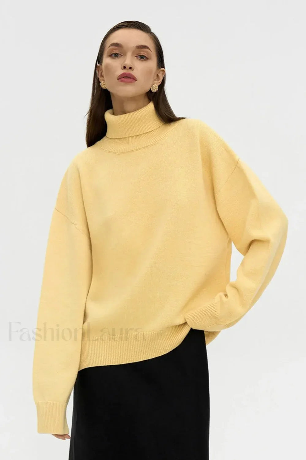 Turtleneck Loose Knit Pullover Sweater