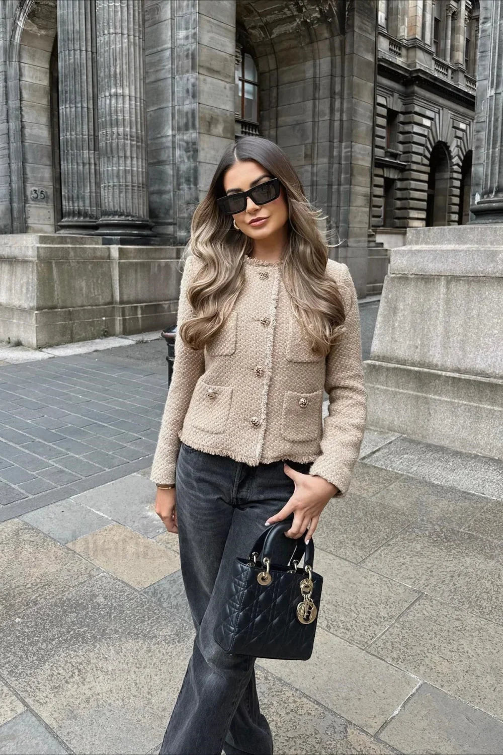 Tweed Single Breasted Short Coat