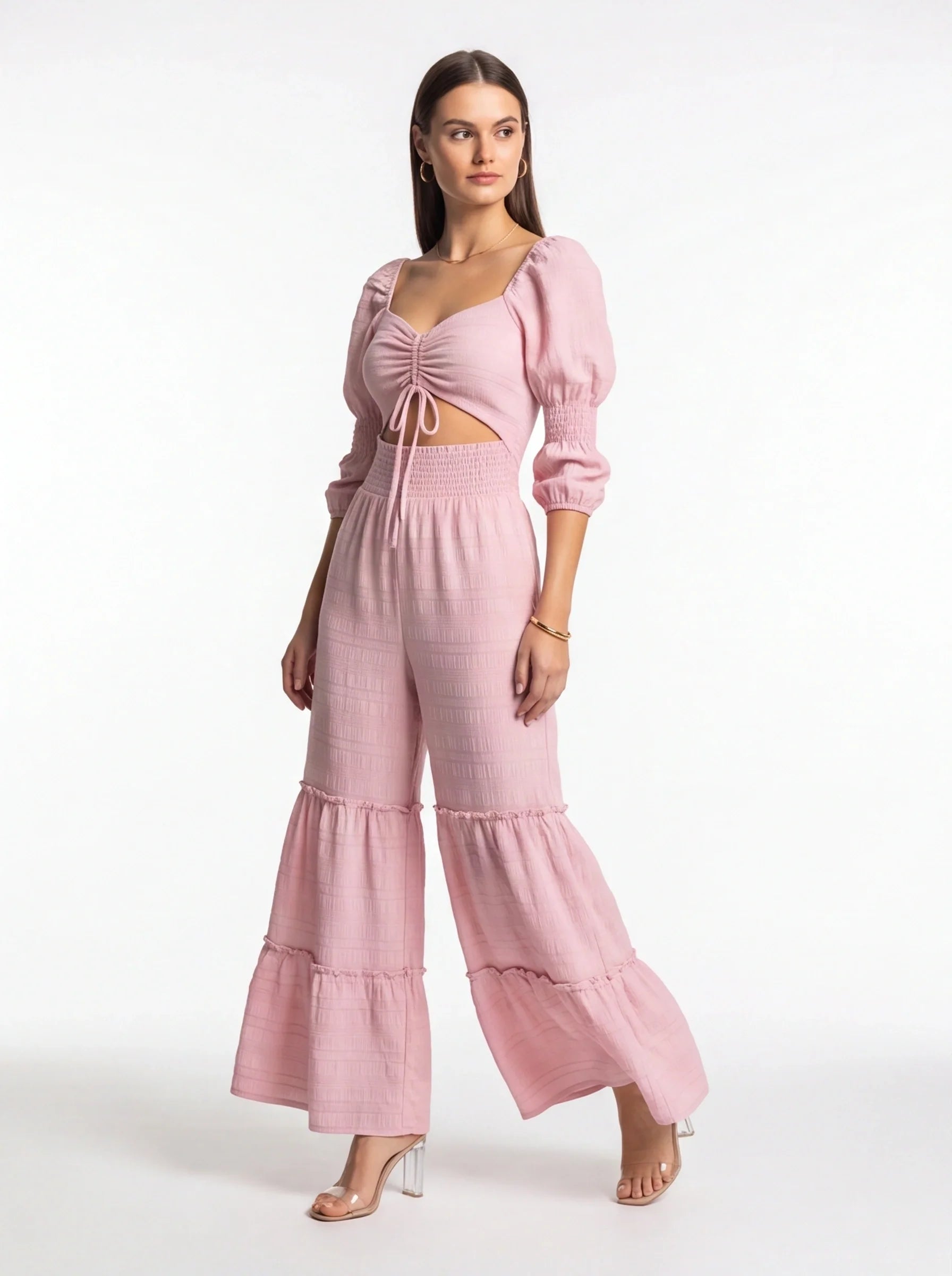 Elegant Wide-Leg Jumpsuit for Women with Pockets & Adjustable Straps - Jamota