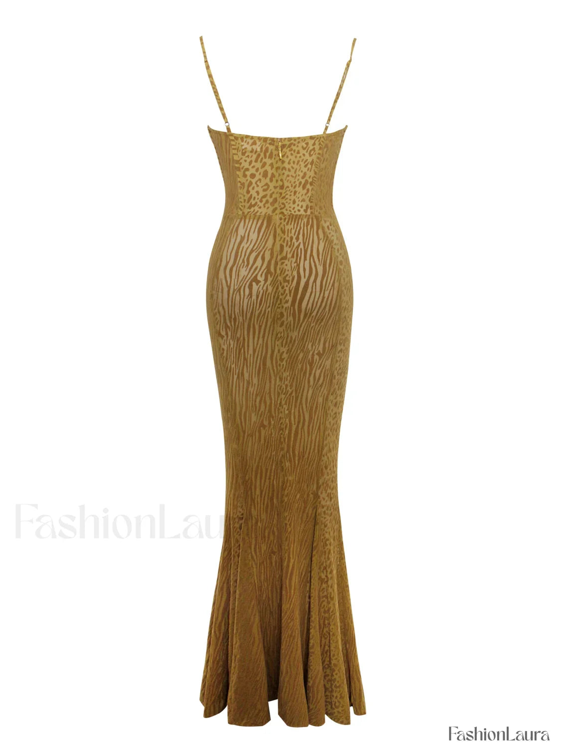 Ulani Gold Burnout Velvet Graceful Detail Mesh Maxi Dress