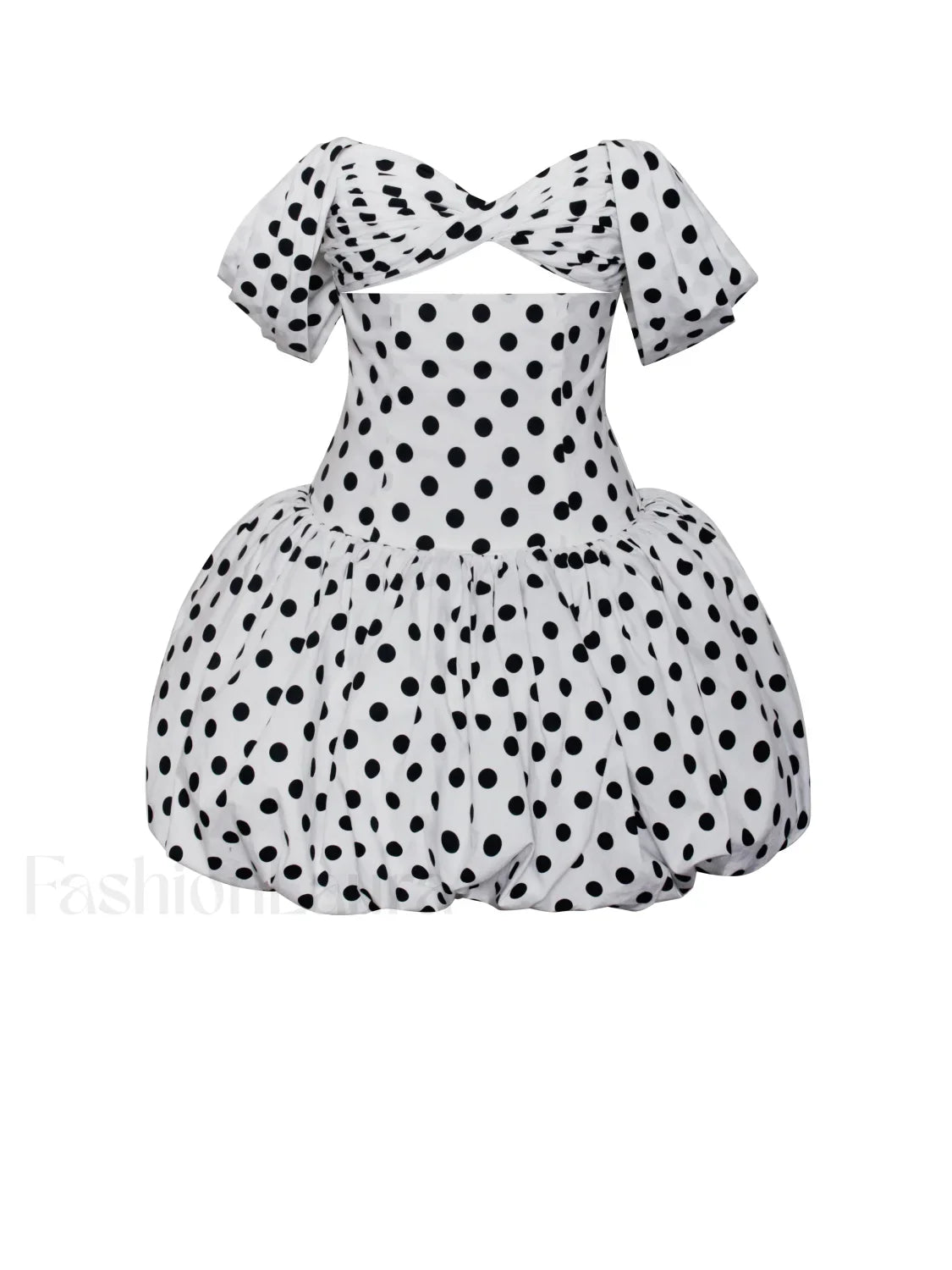 Umika Polka Dots Charming Bubble Hem Mini Dress