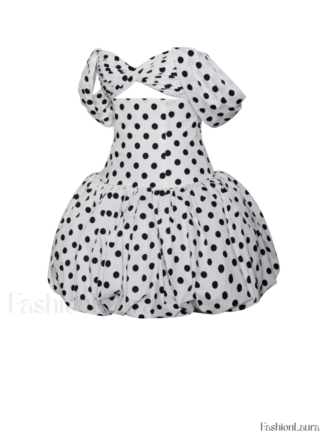 Umika Polka Dots Charming Bubble Hem Mini Dress